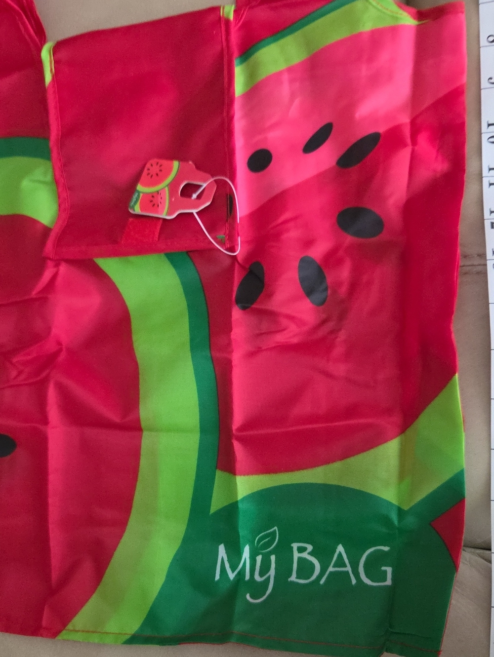 Red Watermelon Print Foldable Tote Bag - Picture 8 of 9